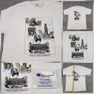 VTG 90s Yale University Bulldogs‎ Mens XL USA Made Campus Mascot Graphic T Shirt